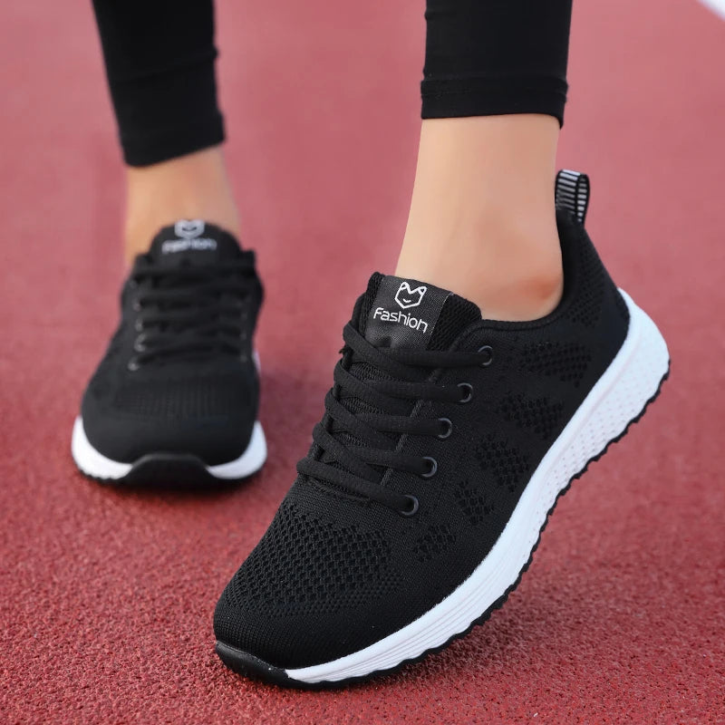 2024 zapatos deportivos para mujer, zapatillas de plataforma a la moda, zapatos planos para correr para primavera e invierno para mujer