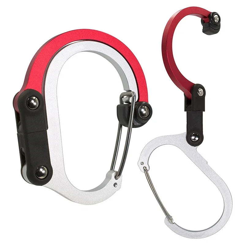 Mosquetón con Clip de engranaje híbrido multifuncional, gancho giratorio de 360 grados, hebilla fuerte, mochila de viaje para acampar, senderismo, dispositivo para exteriores