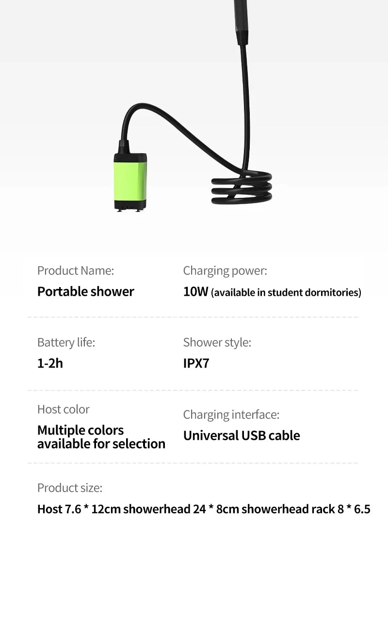 Bomba de ducha para acampar, Kit de ducha para exteriores RV, ducha de campamento con pantalla completa, pantalla Digital inteligente, Kit de ducha ajustable de 6000mAh