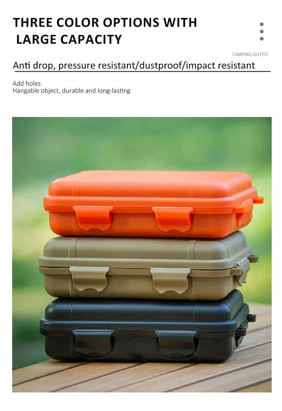 Caja de supervivencia sellada impermeable de plástico para exteriores, contenedor para acampar, caja de almacenamiento de viaje al aire libre, bolsa de aparejos de pesca, tamaño S/L/XL