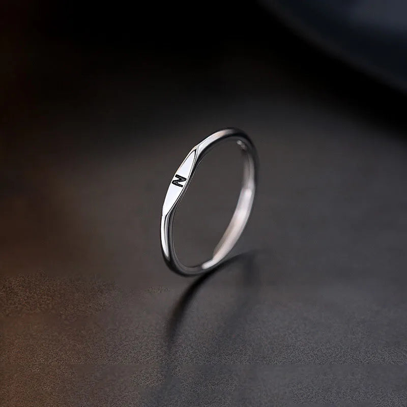Anillo de Plata de Ley 925 con alfabeto inglés, anillo con inicial de nombre personalizado de estilo Simple, regalo de cumpleaños, joyería fina para mujer