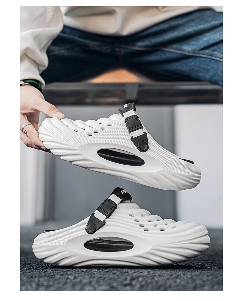 Zuecos con soporte para el arco para hombre, calzado para jardín, zapatillas de playa sin cordones para exteriores, sandalias con cojín cómodo extraíble