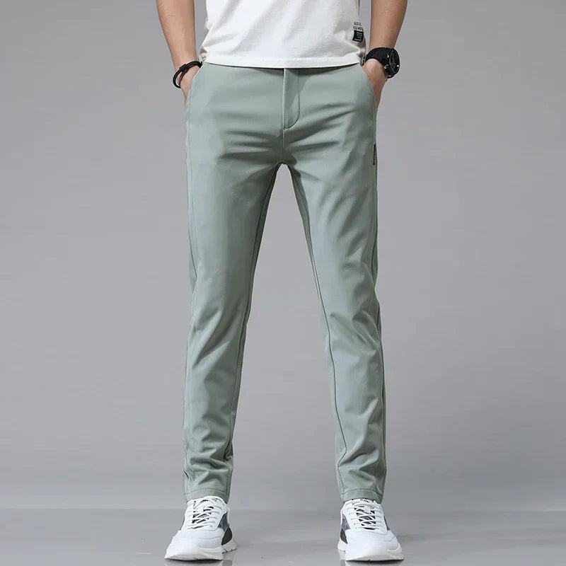 Pantalones informales rectos ajustados elásticos ultrafinos para hombre, pantalón deportivo de Golf transpirable de alta calidad, primavera y verano, 2024