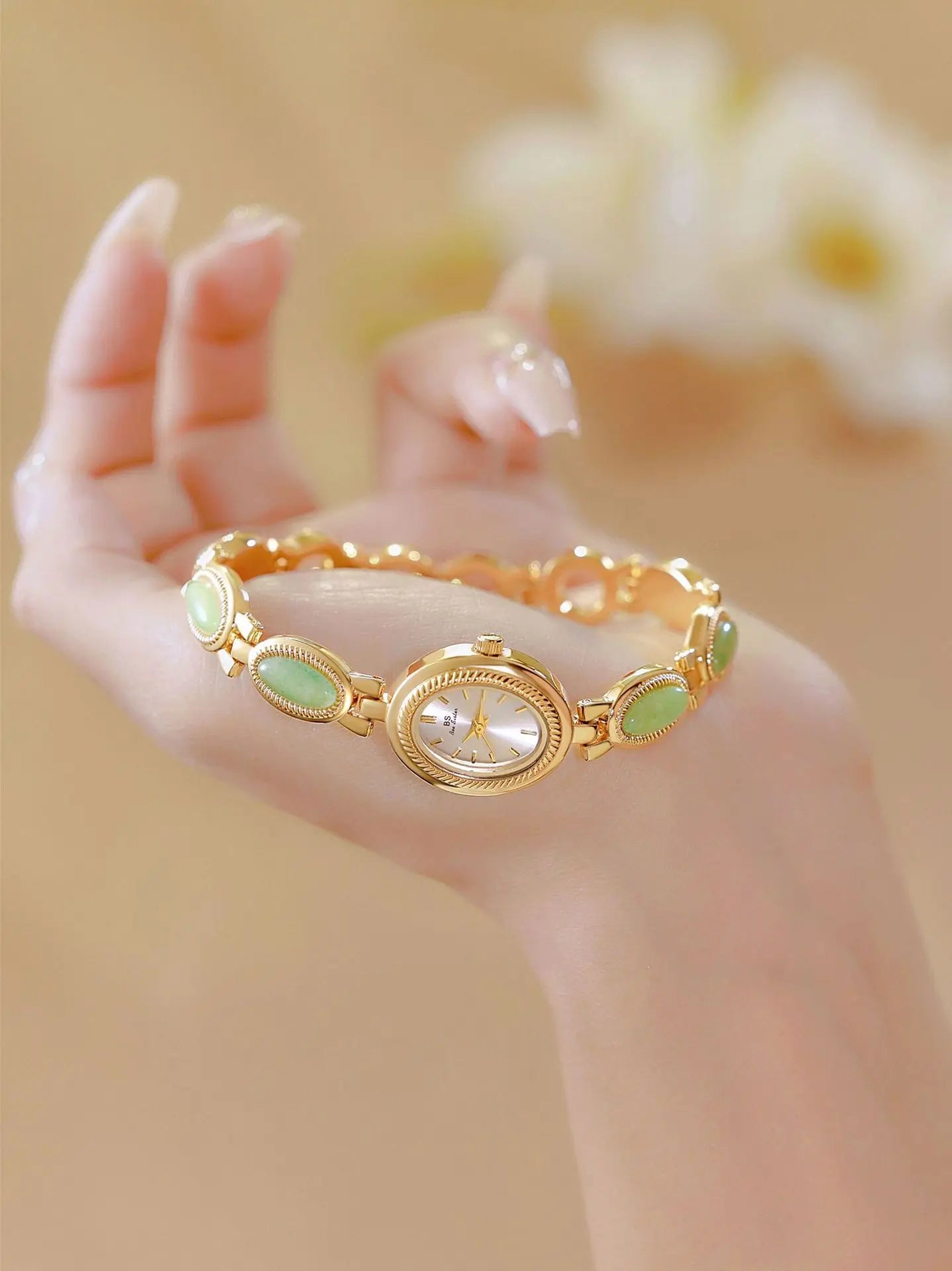 Reloj UTHAI para mujer, pulsera para mujer, marca de lujo, resistente al agua, piedra Dongling Natural Retro, Jade Hotan, relojes de cadena avanzados, regalo