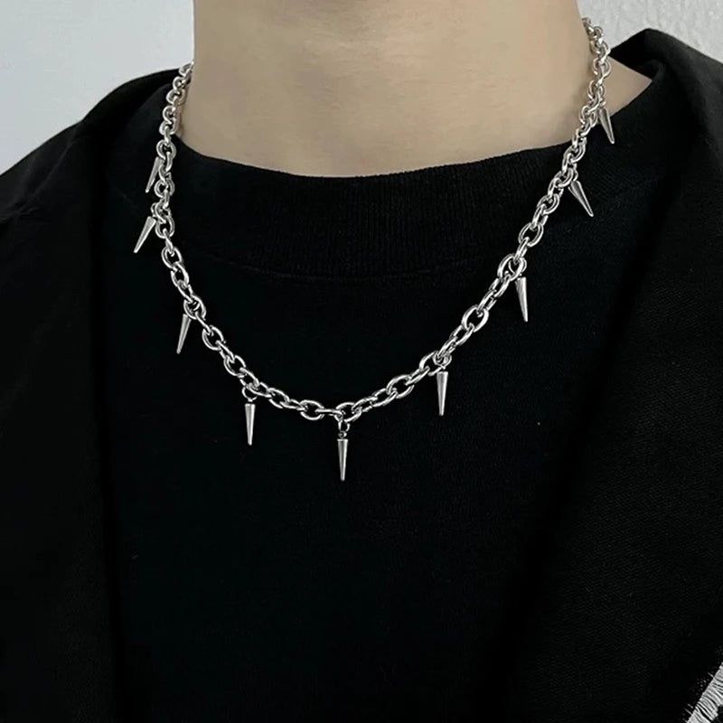 Collar con tachuelas estéticas Punk de acero inoxidable, gargantilla para hombre, collar con colgante de remache de Hip Hop para mujer, regalos de joyerÃa gótica