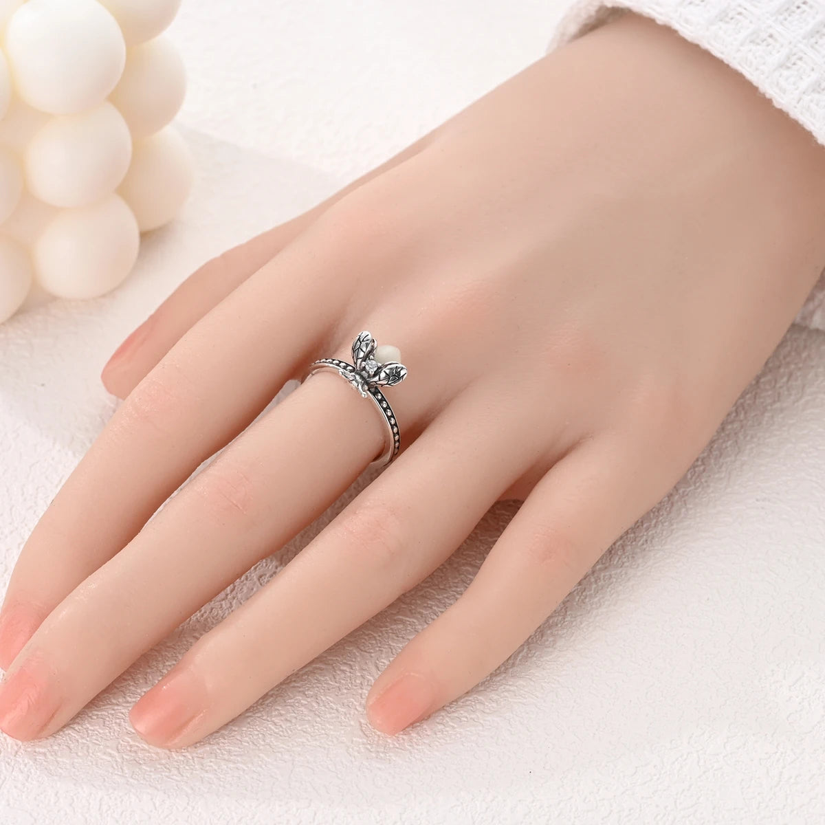 Anillo de Plata de Ley 925 Original para mujer, joyería fina con circonita, luciérnaga, corazón, cruz