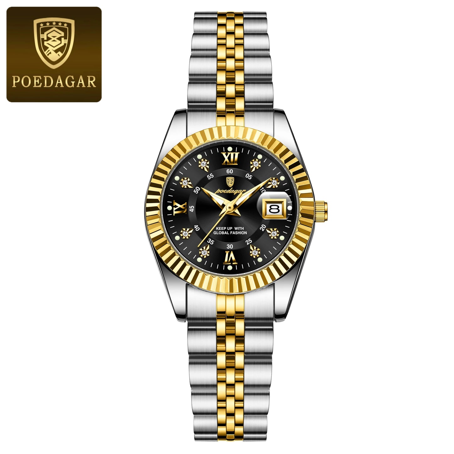POEDAGAR, relojes de lujo para mujer, Reloj de pulsera resistente al agua con fecha luminosa para mujer, Reloj de cuarzo elegante de acero inoxidable para mujer, Reloj