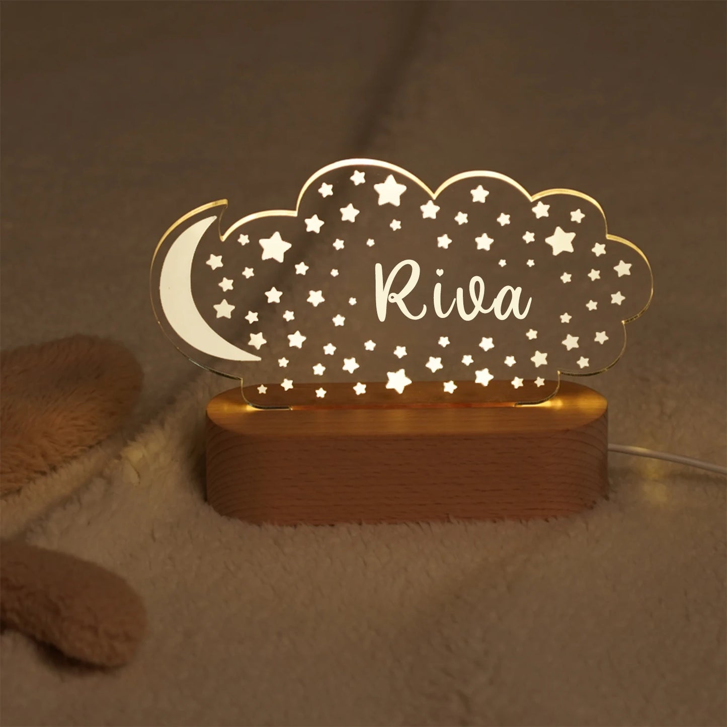 Luz nocturna USB para bebés y niños, lámpara personalizada con nombre para niños, decoración del hogar para dormitorio de recién nacidos, regalo de recuerdo de cumpleaños