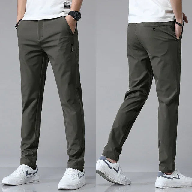 Pantalones informales rectos ajustados elásticos ultrafinos para hombre, pantalón deportivo de Golf transpirable de alta calidad, primavera y verano, 2024