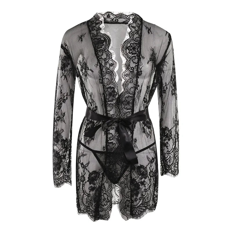 Pijama transparente de encaje, conjunto de vestido Babydoll, Pijama de Mujer con tirantes, ropa de dormir Sexy sin mangas, lencerÃa corta, ropa de dormir femenina