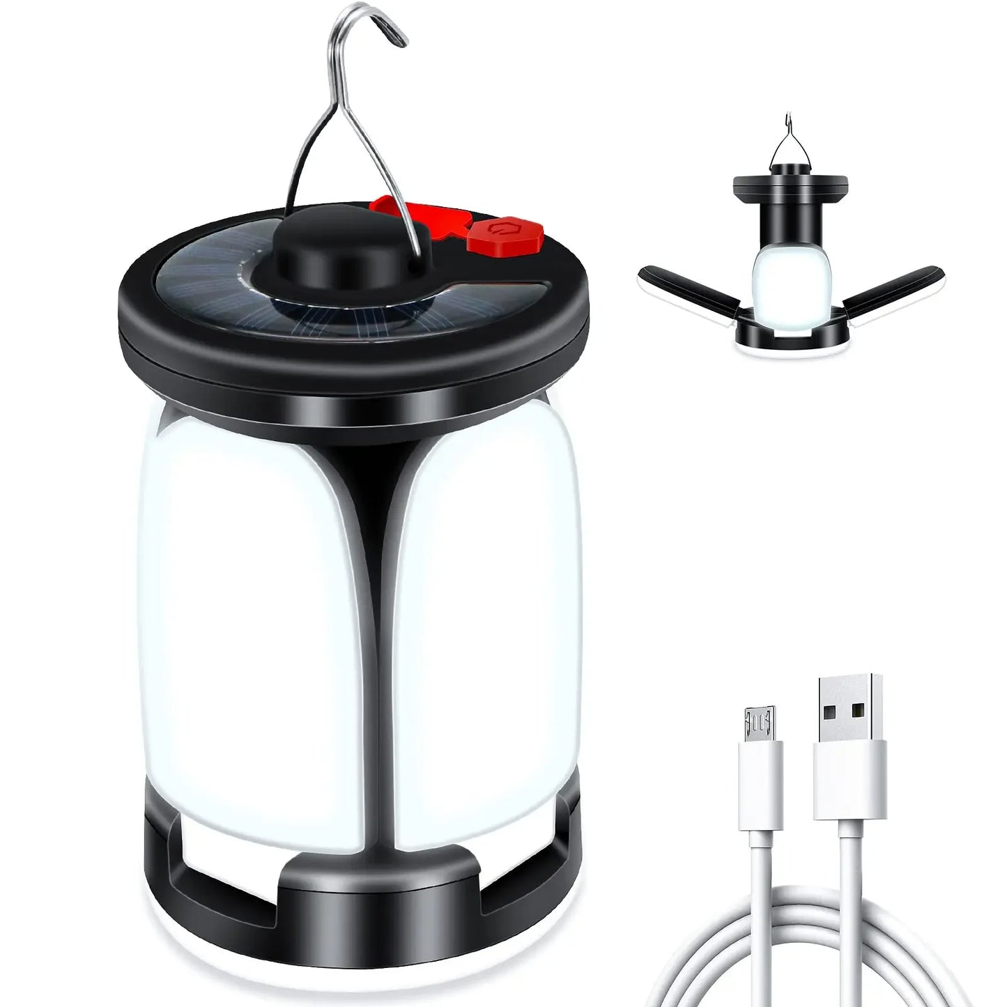 Linterna LED recargable ultrabrillante para acampar, reflector plegable, 3 modos de luz y linterna manos libres para acampar/senderismo/pesca