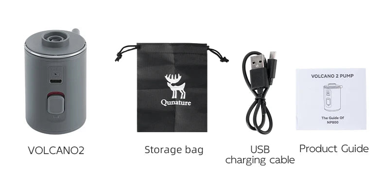 Qunature-inflador de bomba de aire eléctrica, Mini inflador de aire portátil, carga tipo C, balsa de piscina, bombas de cama de aire para acampar