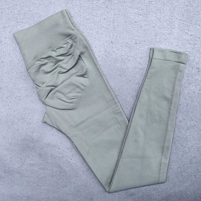 Leggings de mujer Scrunch Bum Gym Legging sin costuras Yoga Legging entrenamiento pantalones de Yoga cintura baja acanalada medias deportivas