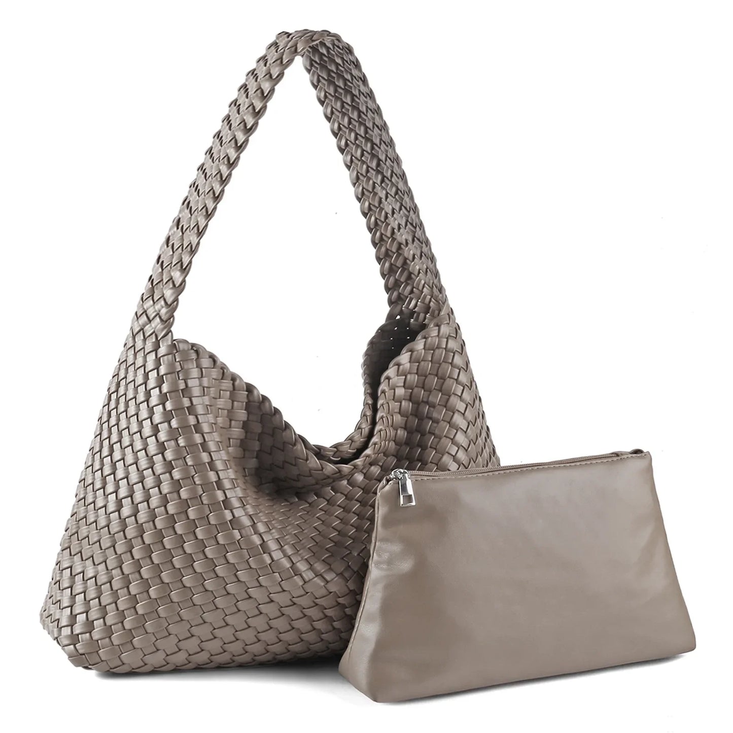 ZR DIARY-Bolso tejido de lujo para mujer, bolsa de mano de gran capacidad de cuero PU, informal, a la moda, con textura suave, BZ618