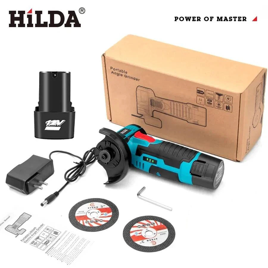 Mini amoladora angular recargable en miniatura HILDA de 12V con baterÃa, amoladora pulidora de hoja de corte para cortar diamante inalámbrico
