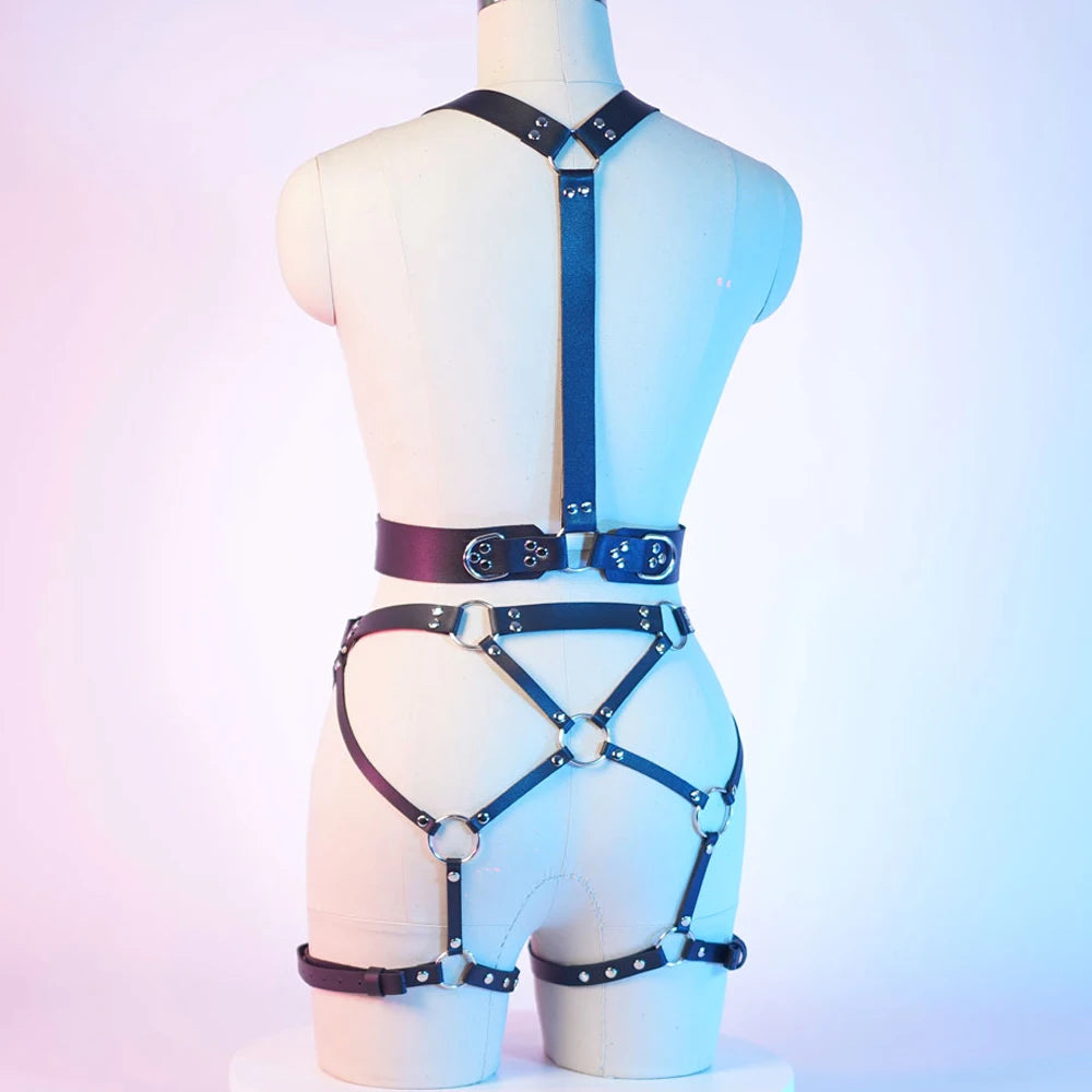 arnes mujer arnes mujer de cintura lenceria sexis para mujer body lencerÃa Bdsm-arnés de cuerpo gótico para mujer, cinturón Sexy, ligas, lencerÃa de cuero, ropa de fetiche, medias de Liga hasta el muslo