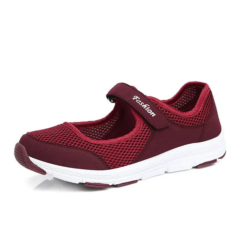 Zapatos vulcanizados transpirables para mujer, zapatillas de deporte de malla transpirable a la moda, zapatos de trabajo informales para caminar, color blanco