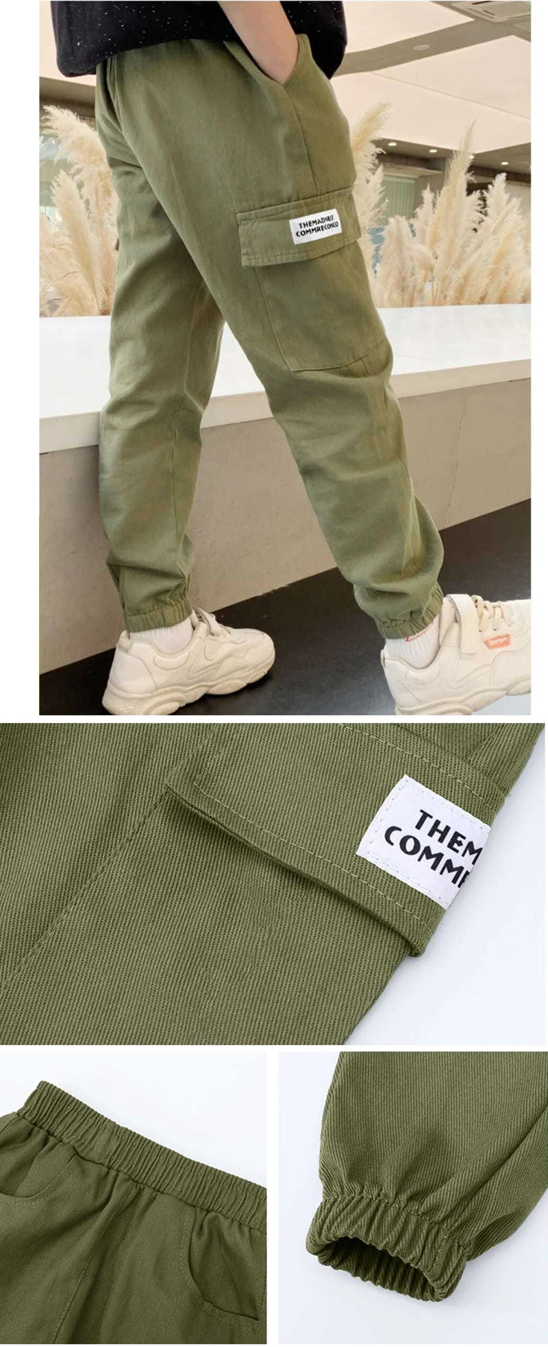 Primavera otoño niños moda guapo pantalones Cargo niños carta deportes pantalones adolescentes Casual pantalones de chándal finos 4-12 años