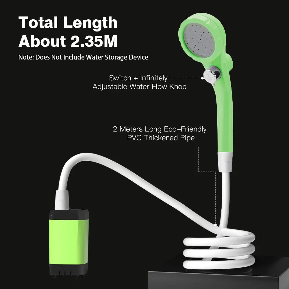 Bomba de ducha para acampar, Kit de ducha para exteriores RV, ducha de campamento con pantalla completa, pantalla Digital inteligente, Kit de ducha ajustable de 6000mAh