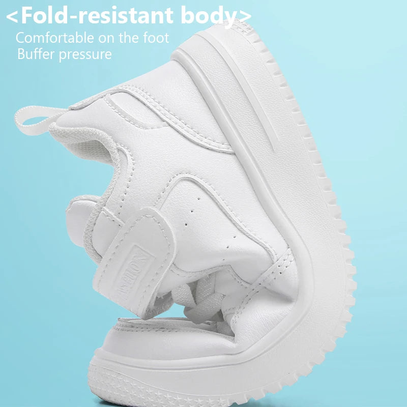 Zapatillas de deporte para niños, zapatos informales de cuero negro, zapatos planos para caminar para estudiantes, calzado deportivo ligero antideslizante para tenis para niñas
