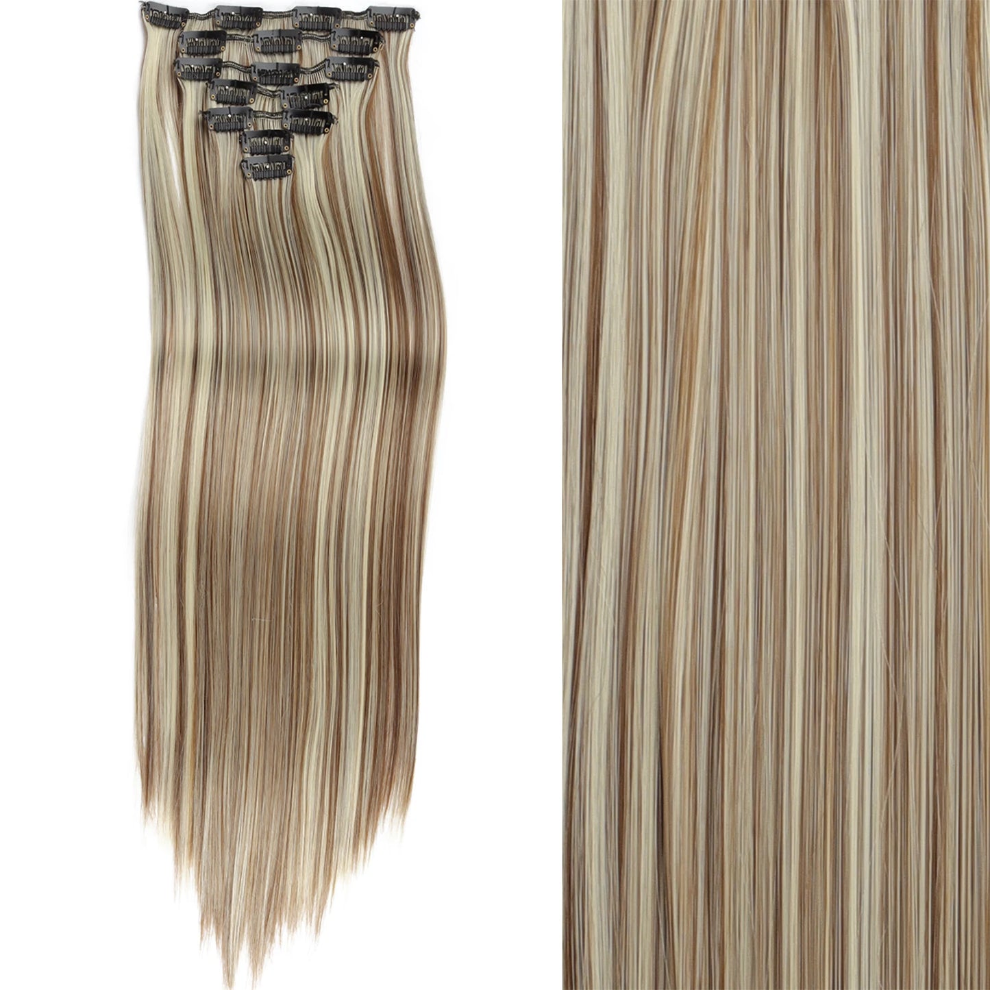 7 unids/set 16 Clips extensión de cabello negro largo liso pelo Natural Ombre peluca fibra resistente al calor para peinado de mujer