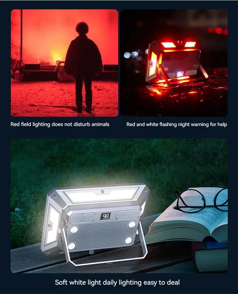 Luz LED para tienda de campaña, reflector recargable, iluminación de emergencia para exteriores de alta potencia, lámparas de noche colgantes portátiles impermeables