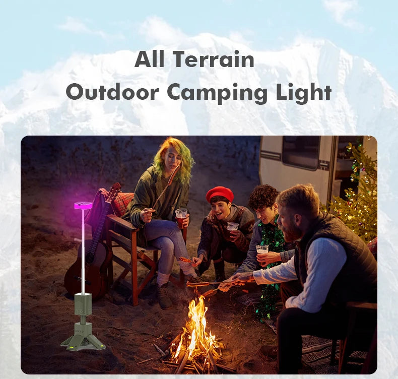 Linterna de Camping de 14000mAh, iluminación telescópica recargable, soporte magnético con altavoz, linterna LED portátil impermeable para exteriores