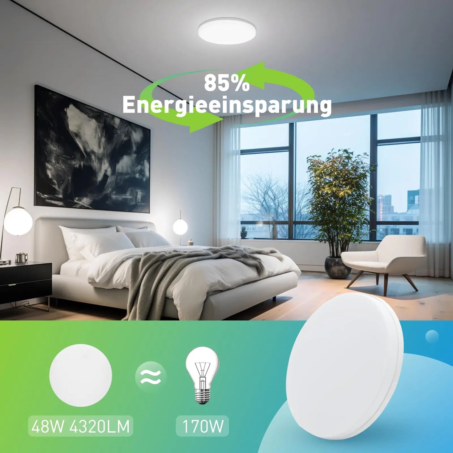 Luz de techo LED redonda, accesorio de iluminación decorativo para el hogar, sala de estar, dormitorio, cocina interior, 18 W, 24 W, 36 W, 48W