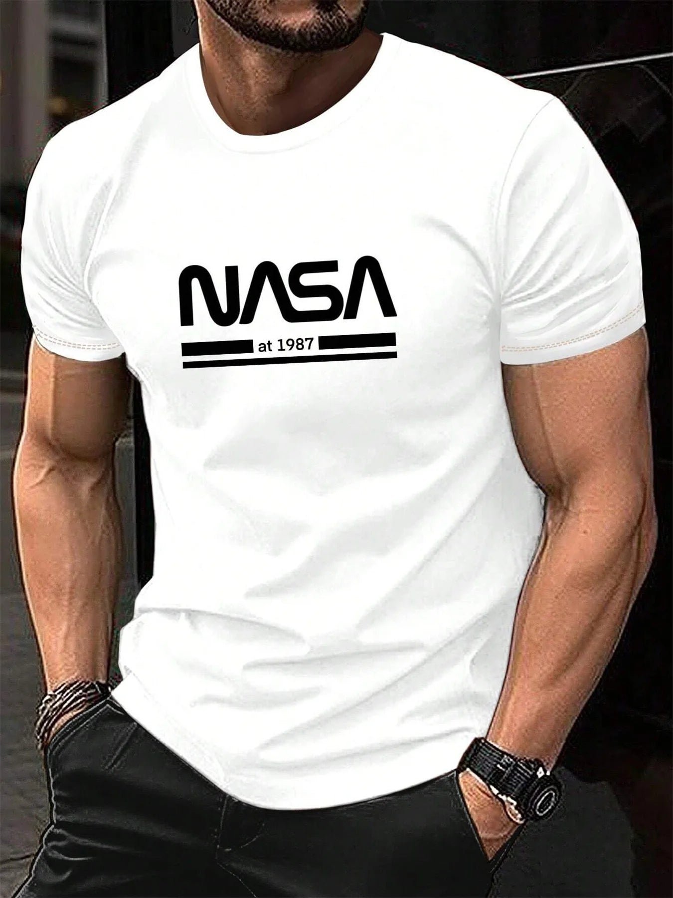 Camiseta de manga corta con cuello redondo para hombre, 100% algodón, informal, a la moda, holgada, de talla grande, con estampado de letras, deportiva