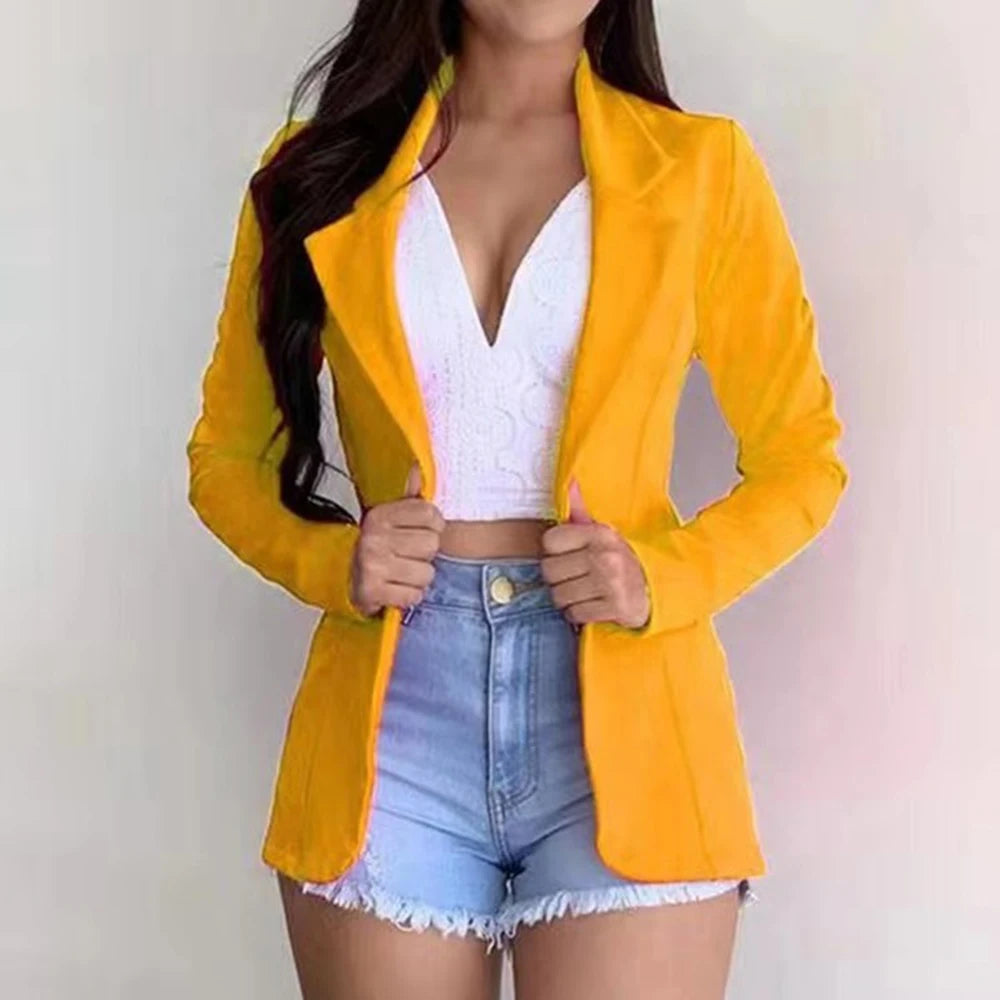 Abrigo deportivo elegante para mujer, top informal deportivo de oficina ajustado de manga larga