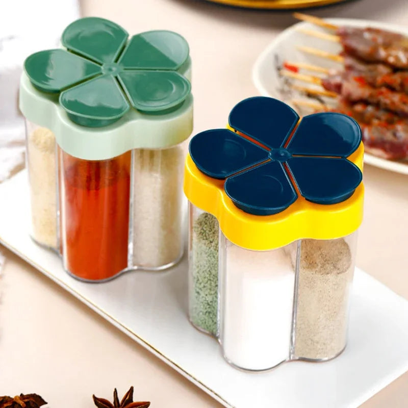 Tarro de condimentos para acampar con tapas, compartimento transparente para especias para cocinar al aire libre, barbacoa, salero y pimienta, Camping al aire libre