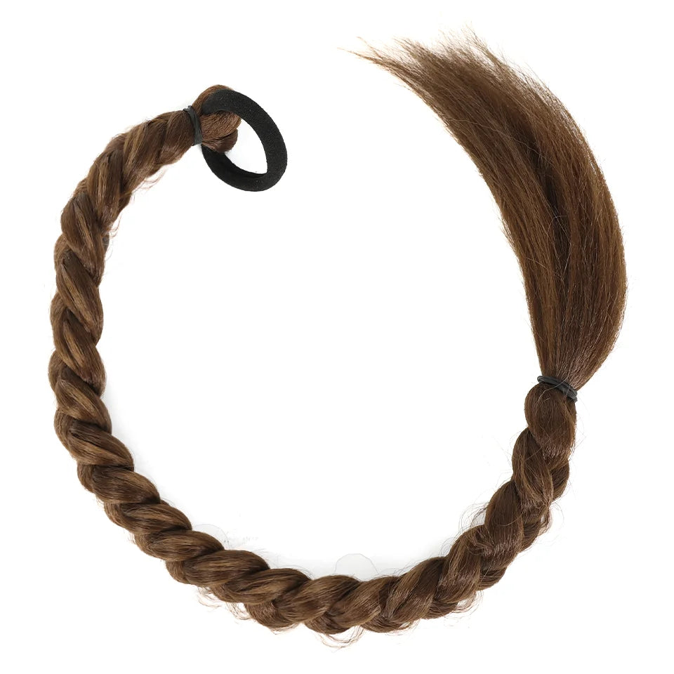 Extensiones de cabello de cola de caballo trenzadas de largo sintético de 24 pulgadas para mujer, accesorios para el cabello de fibra de alta temperatura