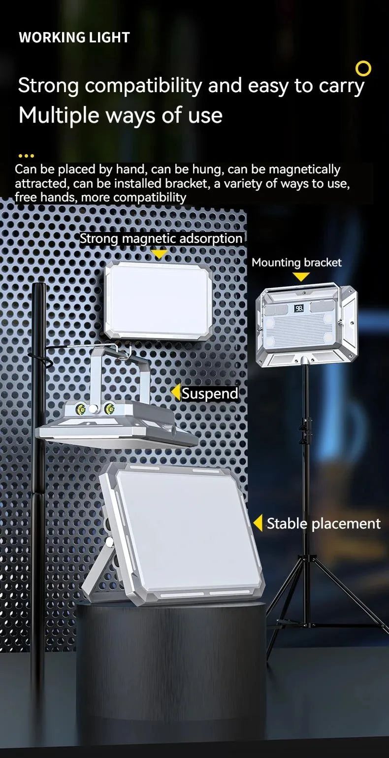 Luz LED para tienda de campaña, reflector recargable, iluminación de emergencia para exteriores de alta potencia, lámparas de noche colgantes portátiles impermeables