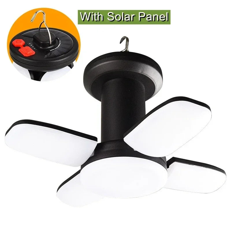 Linterna Solar LED de alta potencia para acampar, Banco de energía de emergencia plegable, recargable, 4500mAh, 1000LM, 6 modos de luz para acampar y pescar