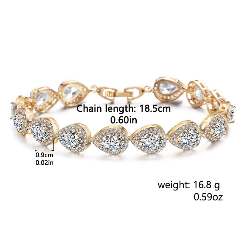 ZAKOL clásico geométrico gota de agua CZ pulsera para mujer nupcial hermosa Buling circón fiesta boda joyerÃa