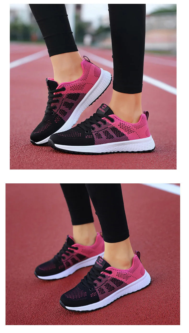 2024 zapatos deportivos para mujer, zapatillas de plataforma a la moda, zapatos planos para correr para primavera e invierno para mujer