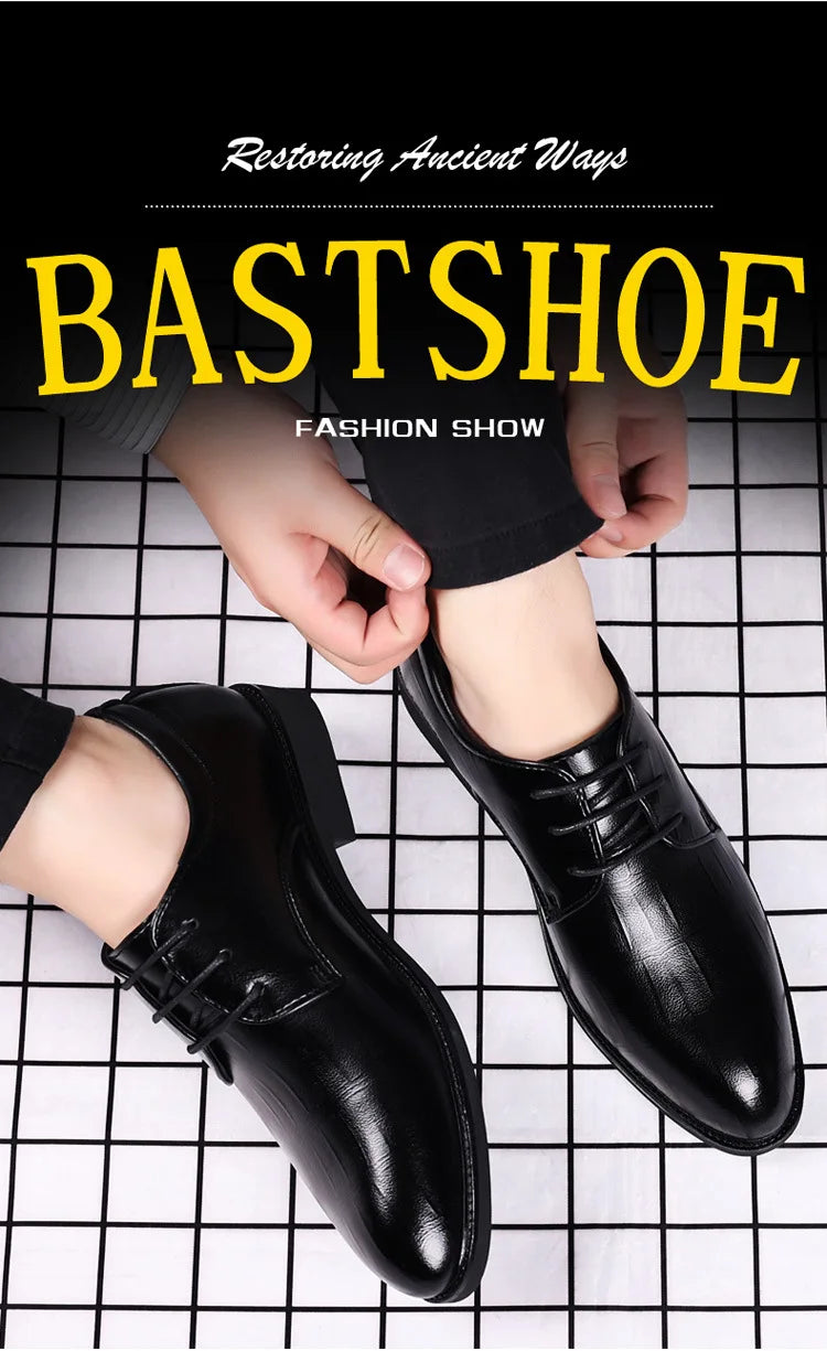 Zapatos de vestir de cuero para hombre, zapatos formales sociales para hombre, zapatos informales de negocios con punta estrecha, zapatos de diseñador de fiesta de lujo para hombre