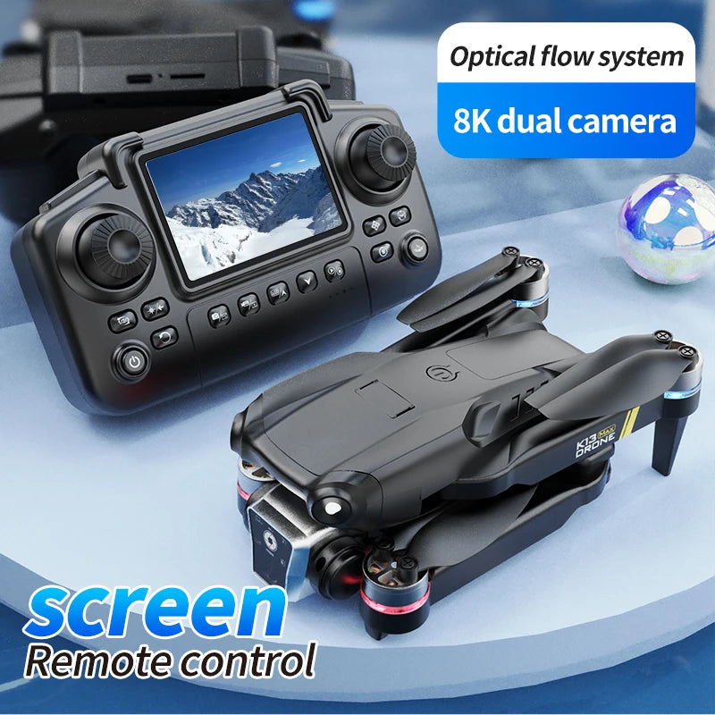 K13MAX Drone profesional RC 8K cámaras HD WIFI FPV altura mantener gesto fotografÃa plegable Quadcopter pantalla Control remoto juguete