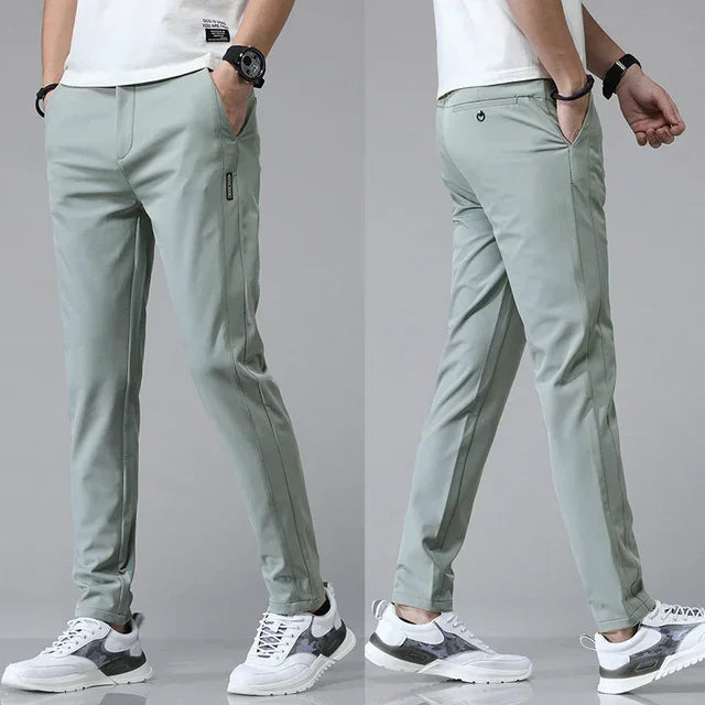 Pantalones informales rectos ajustados elásticos ultrafinos para hombre, pantalón deportivo de Golf transpirable de alta calidad, primavera y verano, 2024
