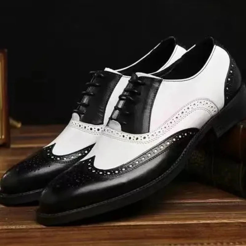 Zapatos de vestir para hombre de colores mezclados, zapatos de cuero Retro para hombre, calzado barroco de negocios para hombre, calzado Oxford informal para hombre Erkek Ayakkabı