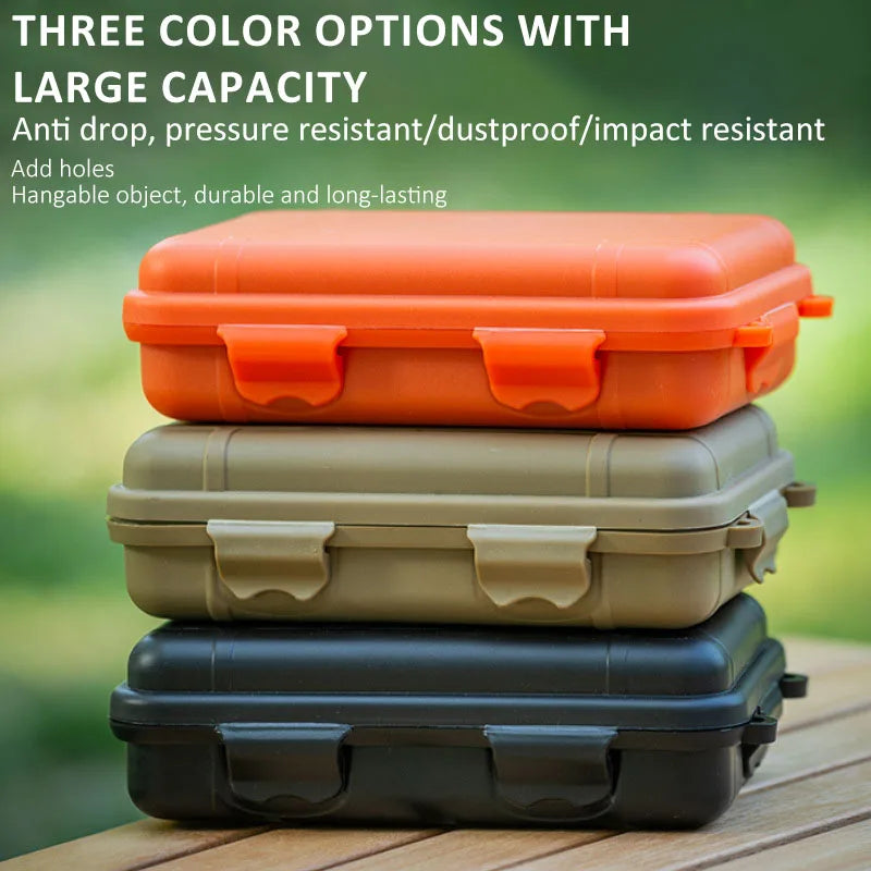 Caja de supervivencia sellada impermeable de plástico para exteriores, contenedor para acampar, caja de almacenamiento de viaje al aire libre, bolsa de aparejos de pesca, tamaño S/L/XL