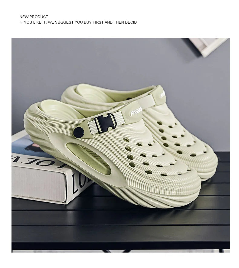 Zuecos con soporte para el arco para hombre, calzado para jardín, zapatillas de playa sin cordones para exteriores, sandalias con cojín cómodo extraíble
