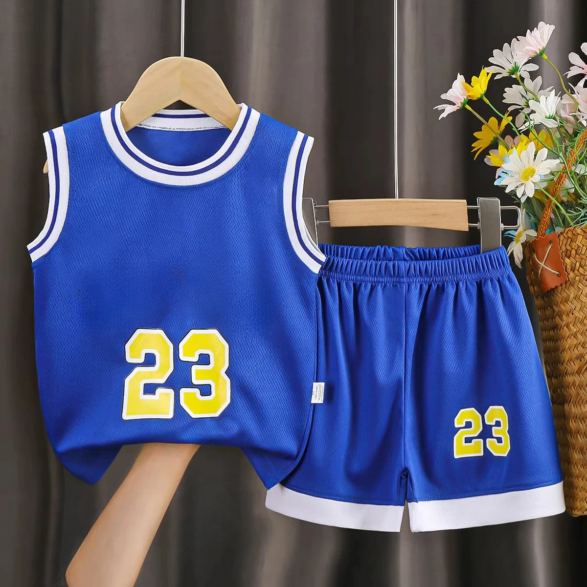 Conjunto de traje de pelota deportiva para niños, traje sin mangas para niños, traje de baloncesto para bebé, chaleco, pantalones cortos, traje de rendimiento, traje deportivo de secado rápido
