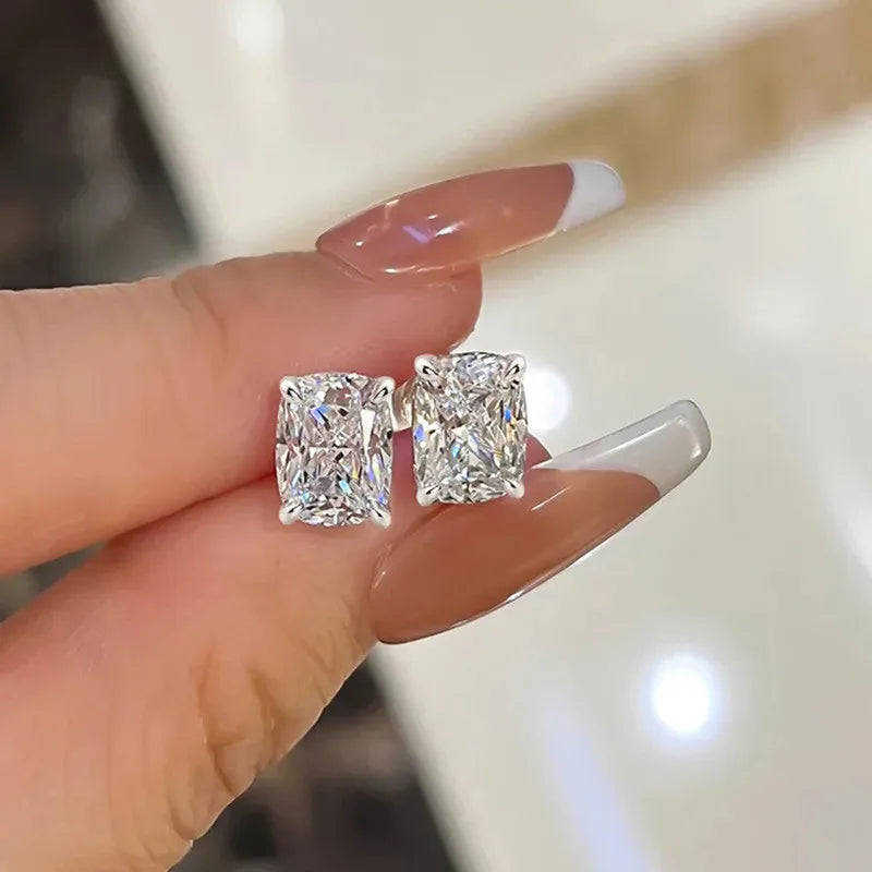 Pendientes de circonita cúbica de cristal de Plata de Ley 925 para mujer, accesorios simples y elegantes, pendientes versátiles de moda, joyería
