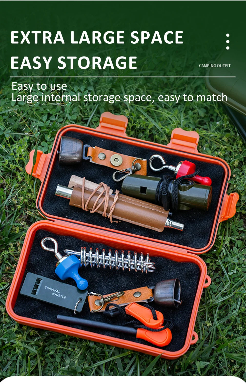 Caja de supervivencia sellada impermeable de plástico para exteriores, contenedor para acampar, caja de almacenamiento de viaje al aire libre, bolsa de aparejos de pesca, tamaño S/L/XL