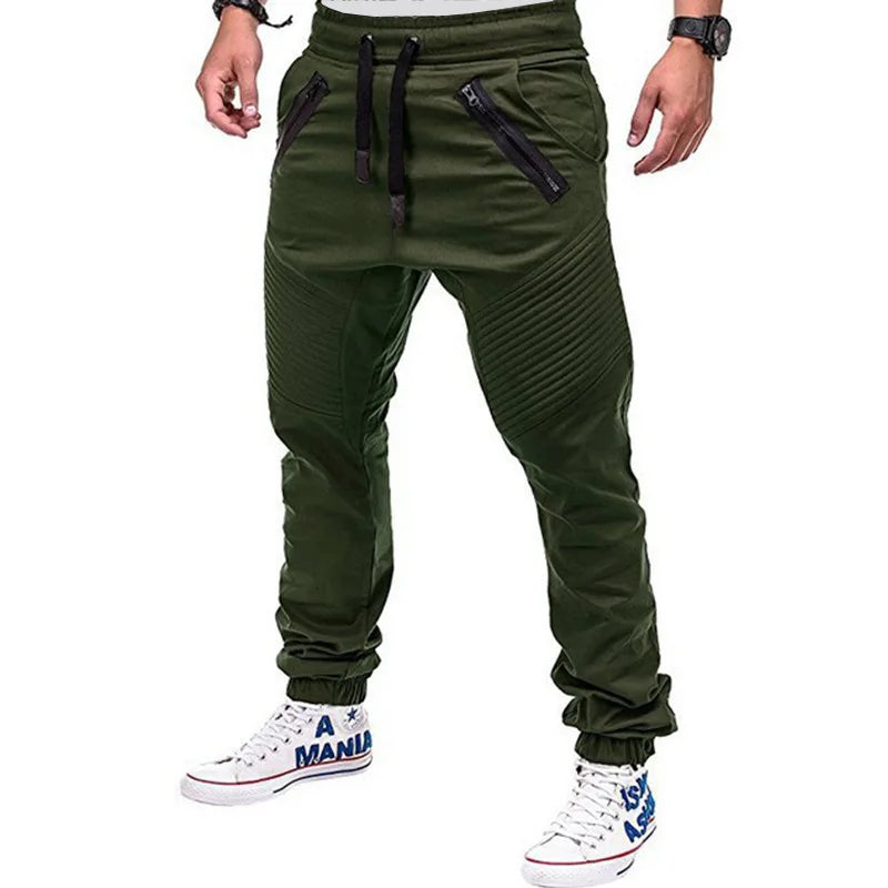 Pantalones largos de tubo con bolsillo para hombre, pantalones bombachos a rayas informales ajustados con cordón y cintura elástica baja para verano, BSD-8812