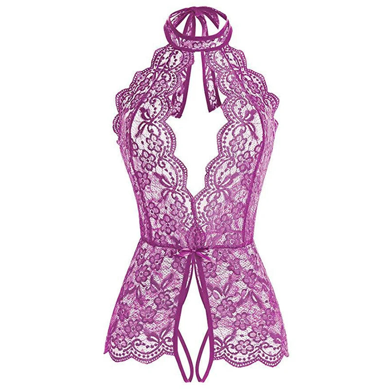LencerÃa erótica para mujer, Body de peluche transparente de encaje, disfraz Porno para mujer, escote en V profundo, entrepierna abierta, muñeca bebé, falda Sexy, ropa interior