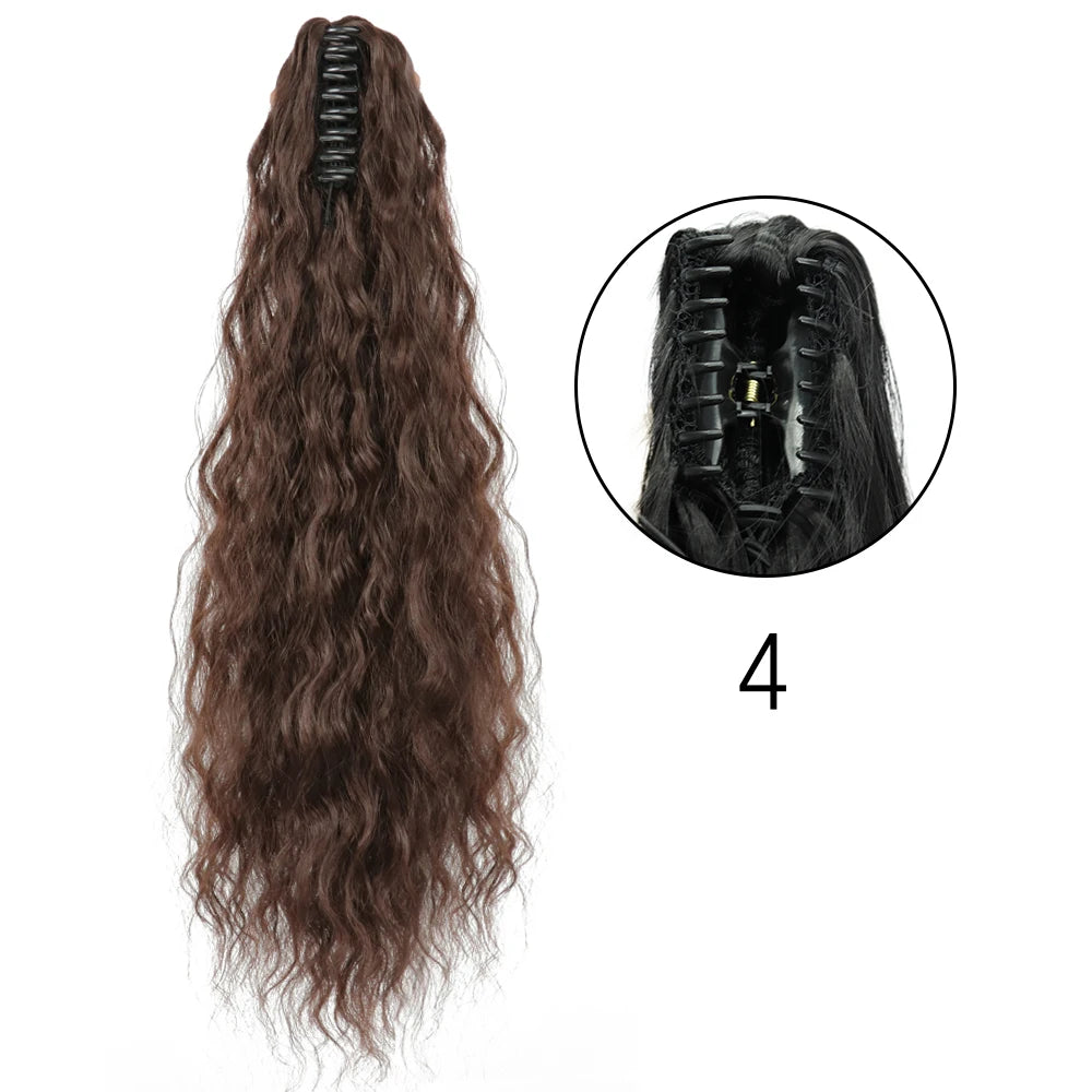 Extensiones de cabello de cola de caballo con Clip de garra larga y recta sintética, pieza de cabello de cola de caballo resistente al calor de 24 pulgadas para mujer, fiesta diaria