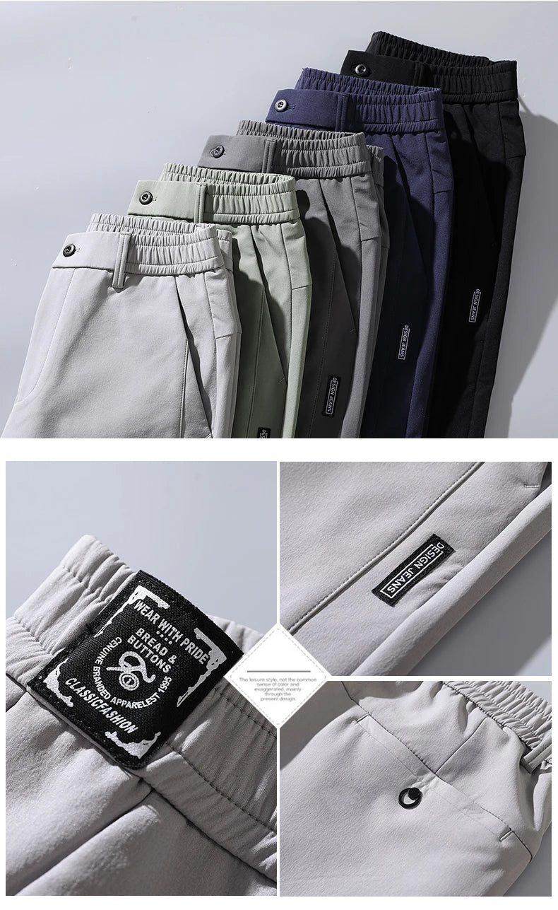 Pantalones informales rectos ajustados elásticos ultrafinos para hombre, pantalón deportivo de Golf transpirable de alta calidad, primavera y verano, 2024