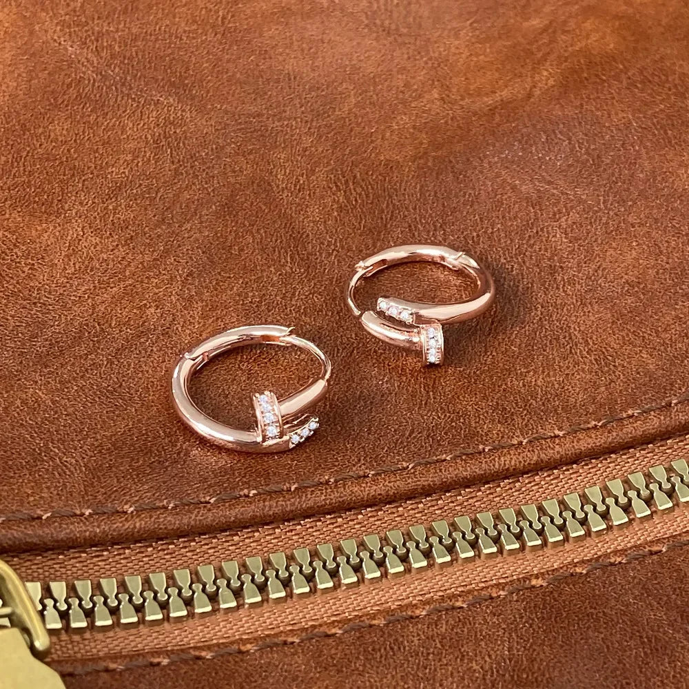 Pendientes redondos de aro para mujer, Plata de Ley 925 auténtica con circonita, joyería fina minimalista de moda, accesorios de herramientas brillantes